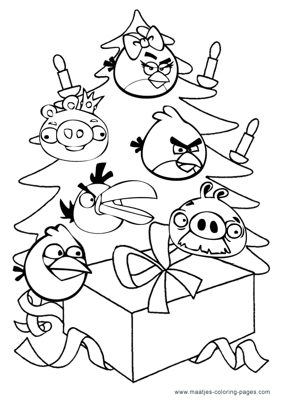 Christmas Angry Birds Coloring Pages