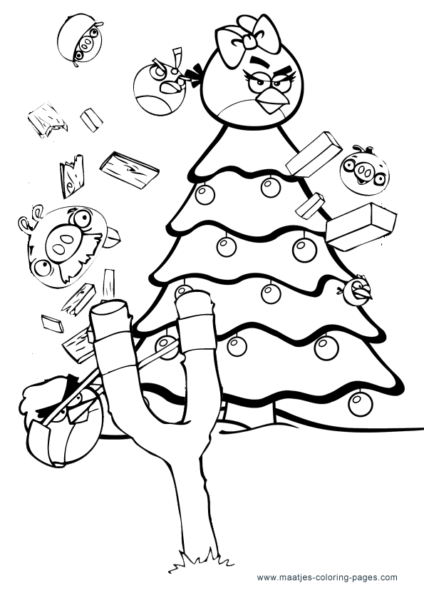 Christmas Angry Birds Coloring Pages