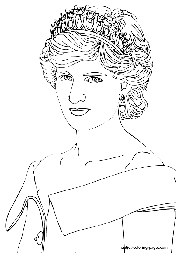 Princess Diana colouring page