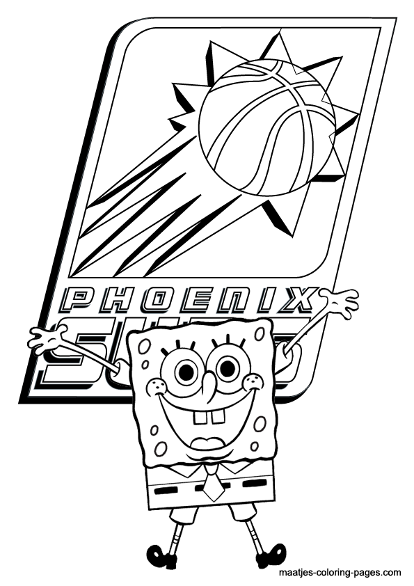 Phoenix Suns and Spongebob NBA coloring pages