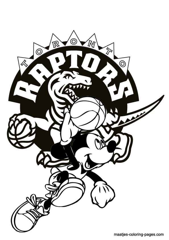 Toronto Raptors And Mickey Mouse Coloring Pages