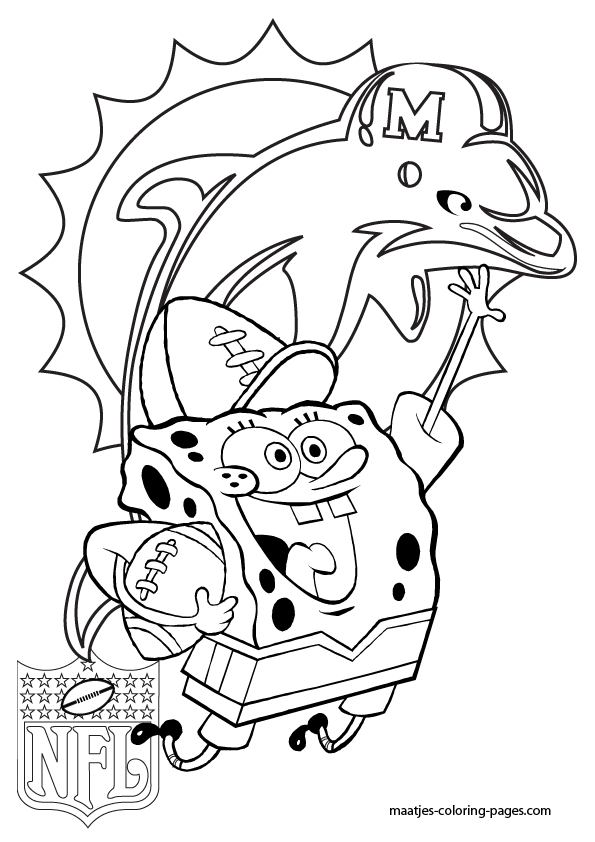 Miami Dolphins - Spongebob - Coloring Pages