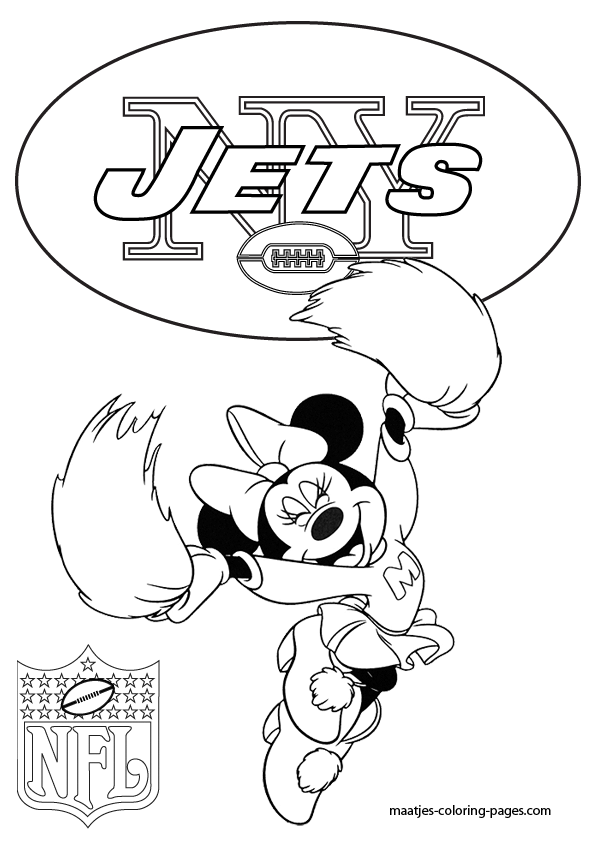New York Jets Minnie Mouse Cheerleader Coloring Pages