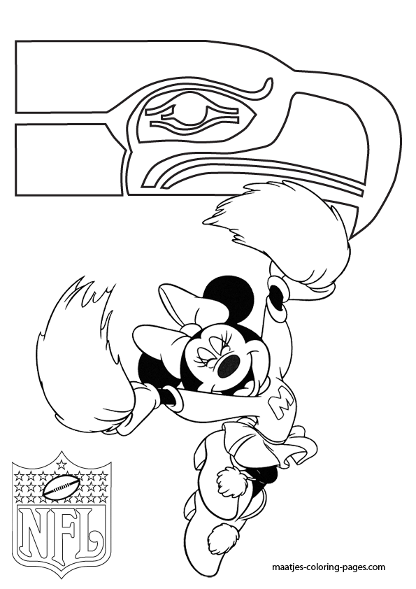 Seattle Seahawks Minnie Mouse Cheerleader Coloring Pages