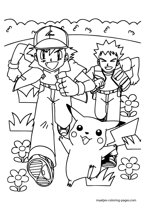 Ash Ketchum, Brock and Pikachu