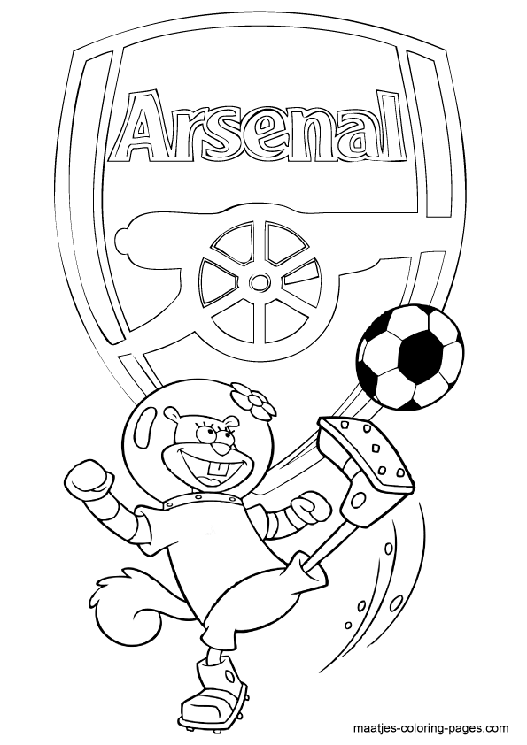 Arsenal Sandy Cheeks playing soccer