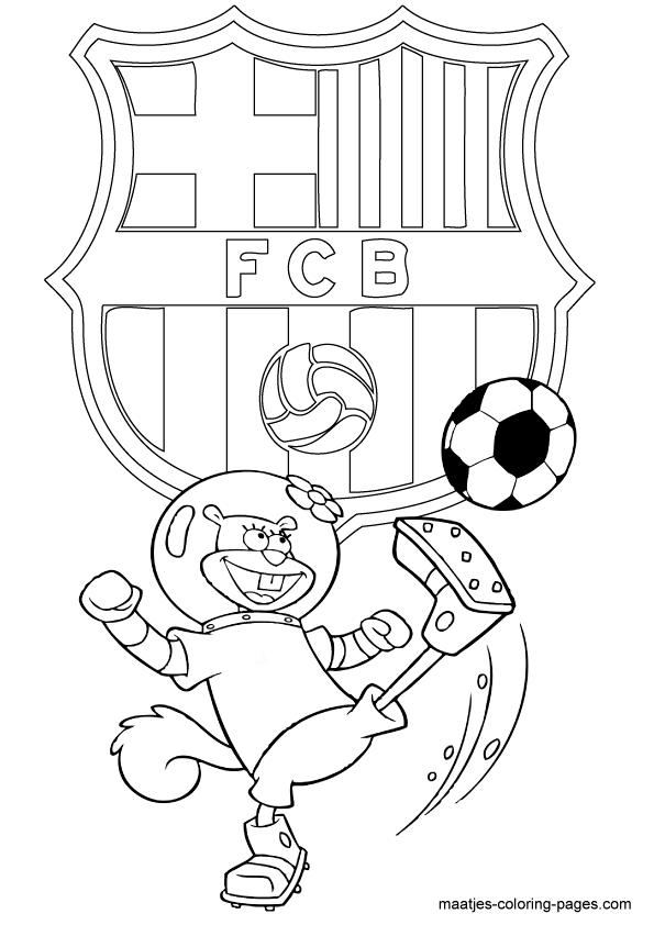 Barcelona Sandy Cheeks playing soccer