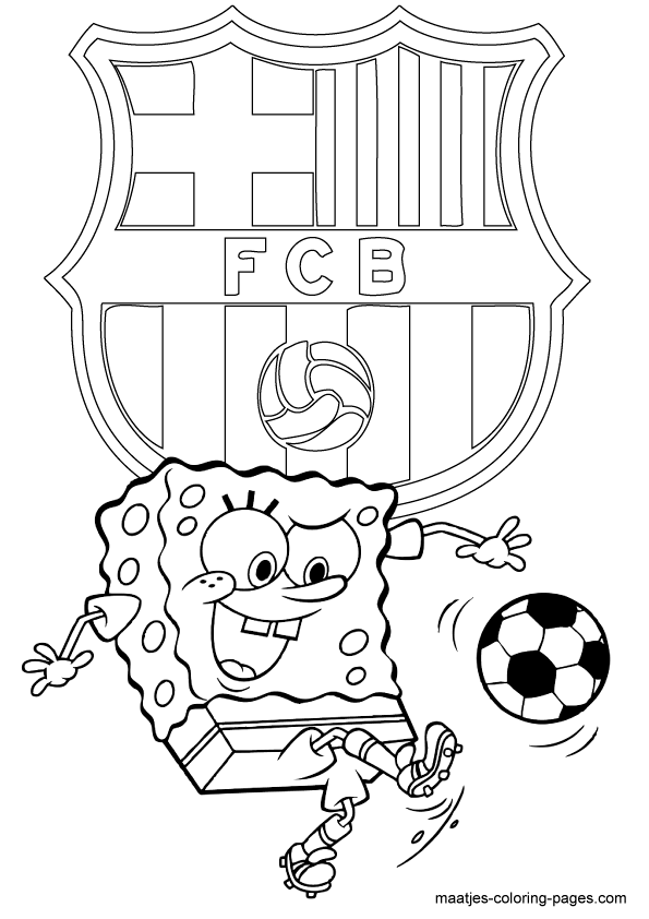 Barcelona SpongeBob SquarePants playing soccer