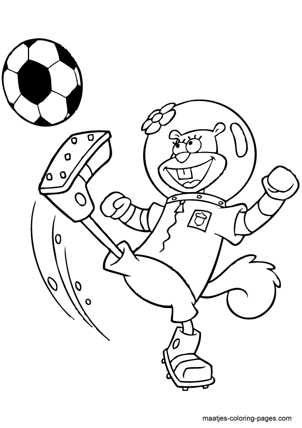 Sandy Cheeks playing soccer