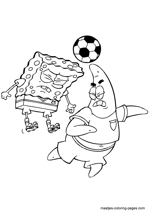 SpongeBob SquarePants playing soccer