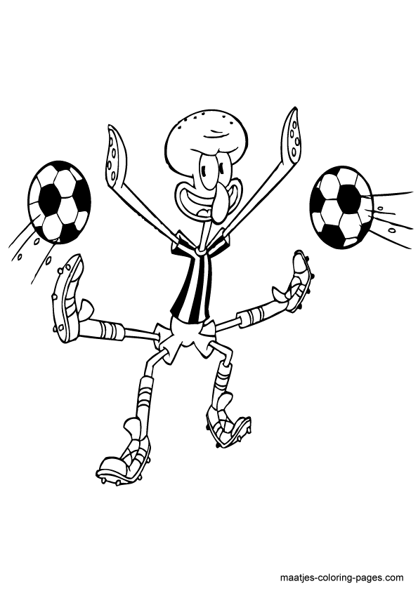Squidward playing soccer