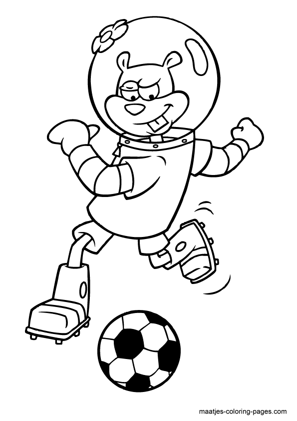 Sandy Cheeks playing soccer