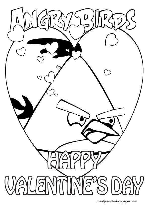 Angry Birds Valentines Day Coloring Pages