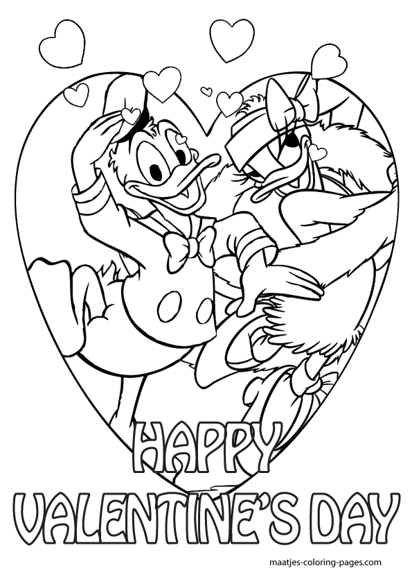 Donald Duck Valentines Day Coloring Pages