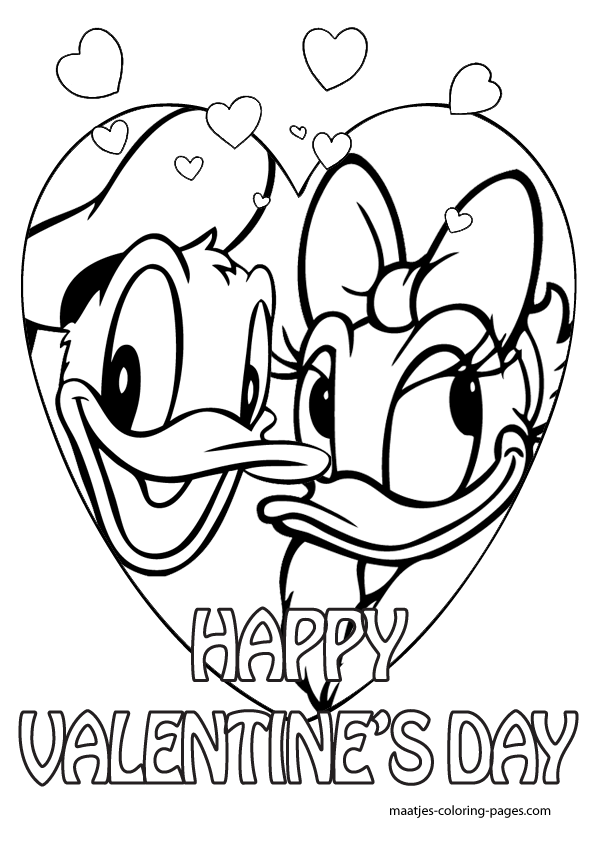 Donald Duck Valentines Day Coloring Pages