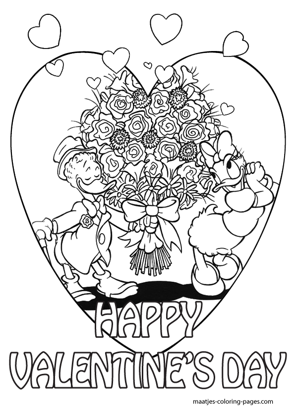 Donald Duck Valentines Day Coloring Pages