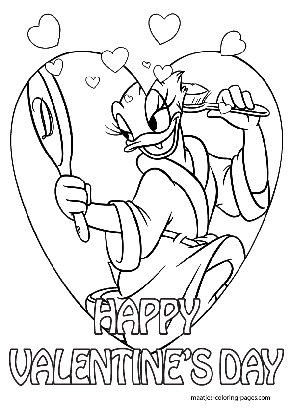 Donald Duck Valentines Day Coloring Pages