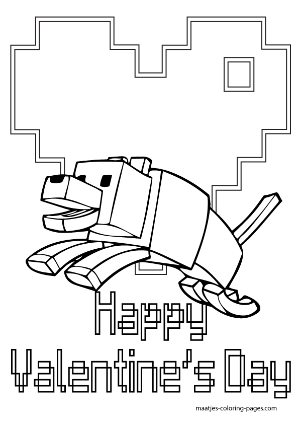 Minecraft Valentines Day Coloring Pages