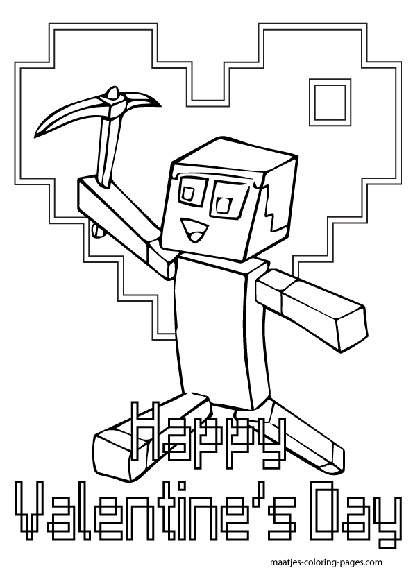 Minecraft Valentines Day Coloring Pages