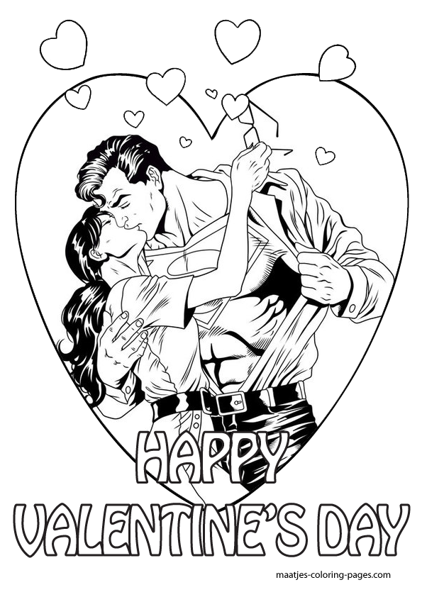 Superhero Valentines Day Coloring Pages For Kids