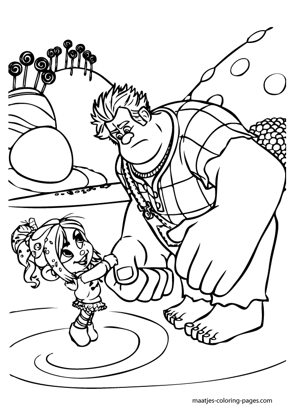 Wreck It Ralph shaking hands with Tafyta coloring pages