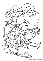 Santa Claus and SpongeBob snow skiing