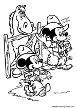 Mickey Mouse and Minnie as cowboys