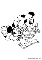 Mickey Mouse and Minnie Mouse reading a book