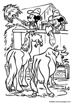 Mickey Mouse on the farm with horses