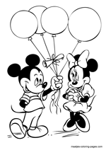 Mickey Mouse gives Minnie  Mouse balloons
