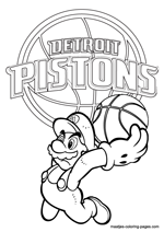 Detroit Pistons Super Mario coloring pages