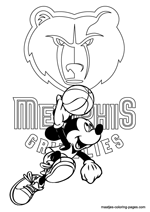Memphis Grizzlies Mickey Mouse coloring pages
