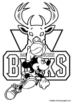 Milwaukee Bucks Mickey Mouse coloring pages