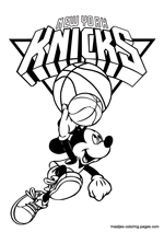 New York Knicks Mickey Mouse coloring pages