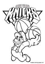 New York Knicks Super Mario coloring pages