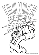 Oklahoma City Thunder Super Mario coloring pages