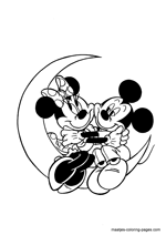 Mickey and Minnie Mouse in love on the moon on Valentines Day
